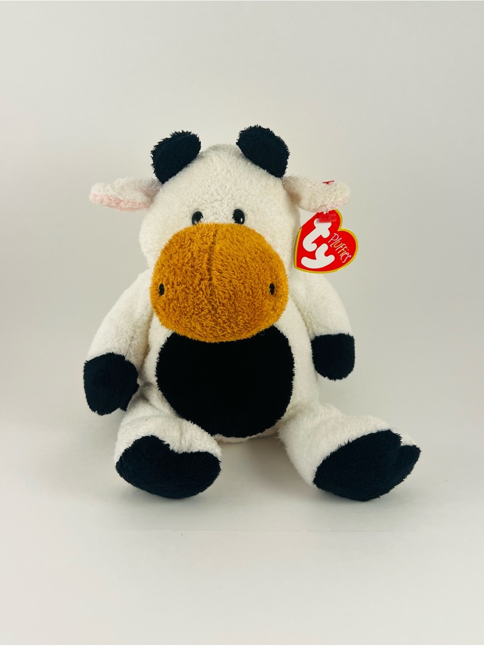 TY Tylux 2002 Pluffies Cow Grazer 8” Plush Stuffed Animal